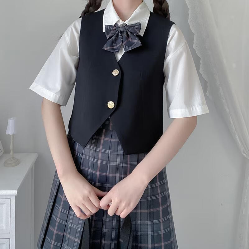 jk制服西装马夹背心女学生复古显瘦百搭背心马甲jkdk男女春秋款潮棕色