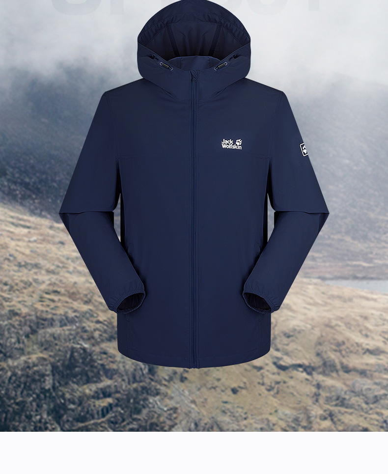 jackwolfskin狼爪防晒衣男22秋冬新品户外休闲舒适upf50 皮肤衣外套