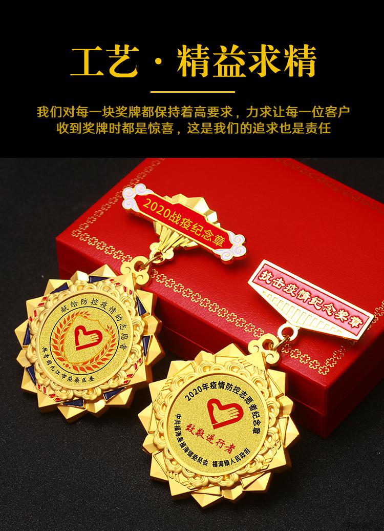 奖章定做定制纪念章荣誉勋章抗疫情志愿者抗疫卫士胸章订制退伍奖枳记