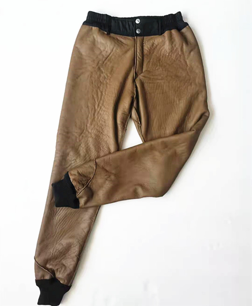 整羊毛裤皮毛一体内胆男女真皮皮裤中老年棉裤羊剪绒保暖羊皮裤子乳