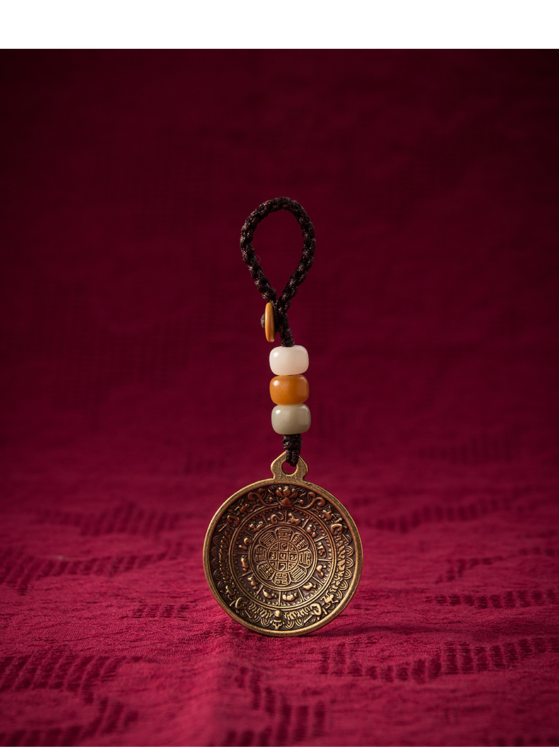 迈多罗黄铜八卦九宫牌钥匙扣挂件创意手工编织绳汽车链男女锁匙圈环