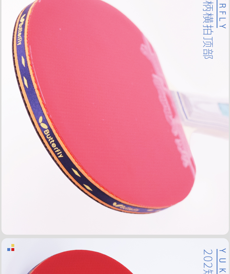 butterfly蝴蝶牌乒乓球拍2星初学娱乐蝴蝶王乒乓拍双面反胶短柄直拍
