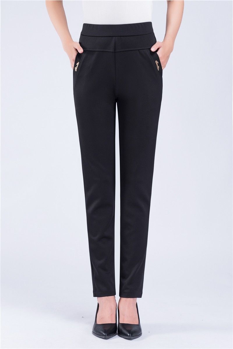 腰直筒裤弹力高腰大码休闲裤春秋妈妈长裤子藏蓝色xl体重90115斤左右