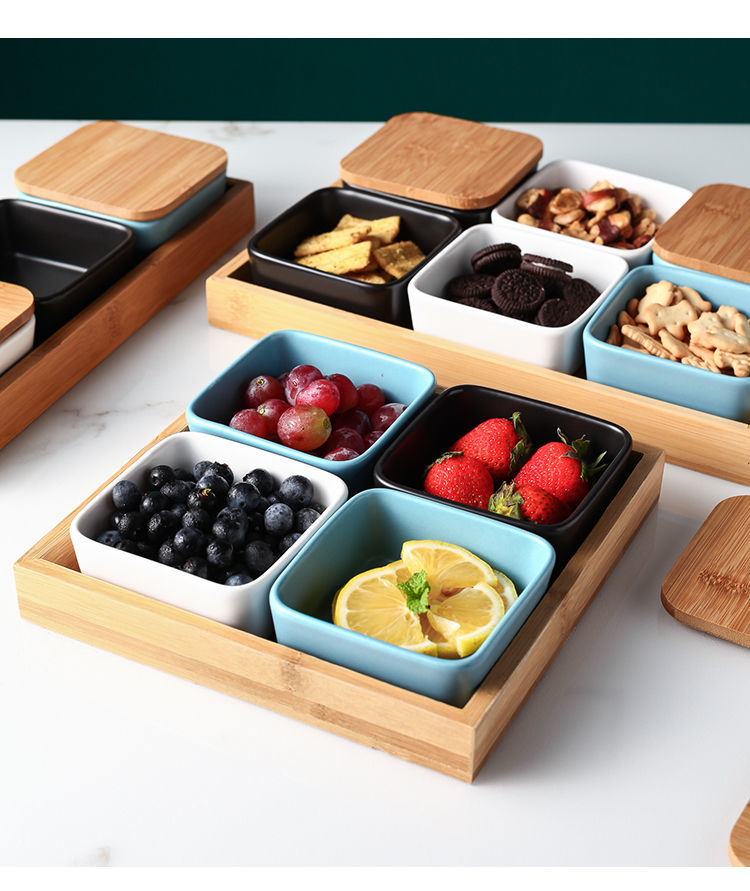 欧式创意分格盘零食盘陶瓷坚果盘干果盘家用点心糖果瓜子盘水果盘 2格