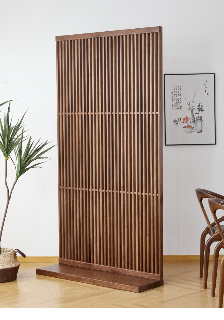 屏风移动屏风帘移动屏风屏风隔断入户门原木屏风北欧实木移动客厅玄关