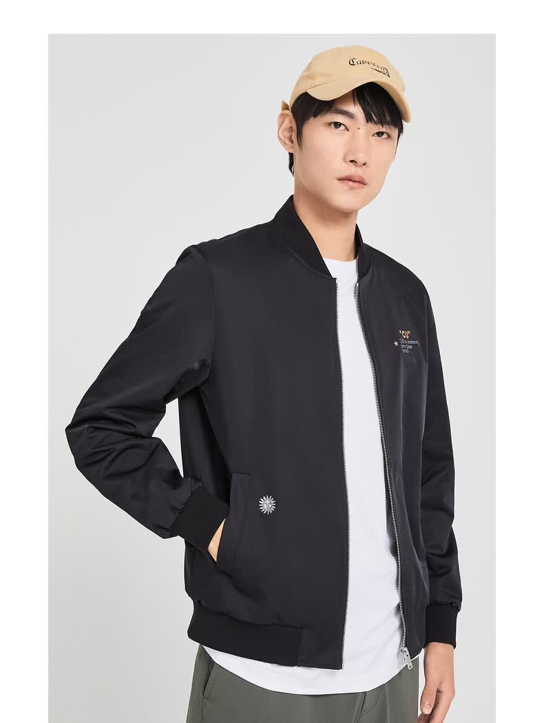 cabbeen/卡宾男装休闲夹克外套2021秋季潮流中世纪复古刺绣a 浅灰色16