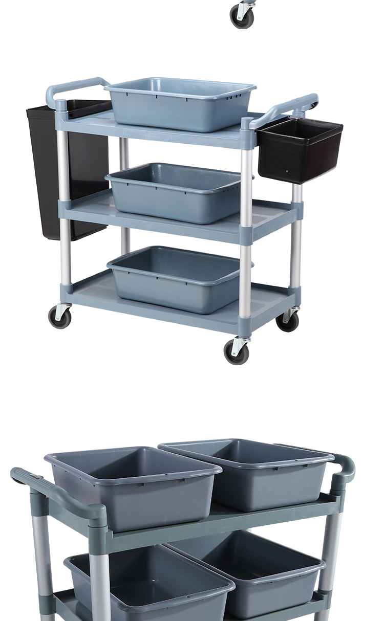 送餐车餐车推车饭店三层收餐车上菜小推车塑料移动酒店餐厅商用收碗车