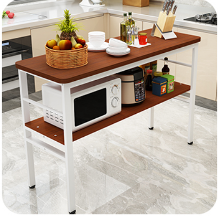 navcon厨房桌子切菜桌操作台多功能置物架落地简易钢木双层三层长桌长