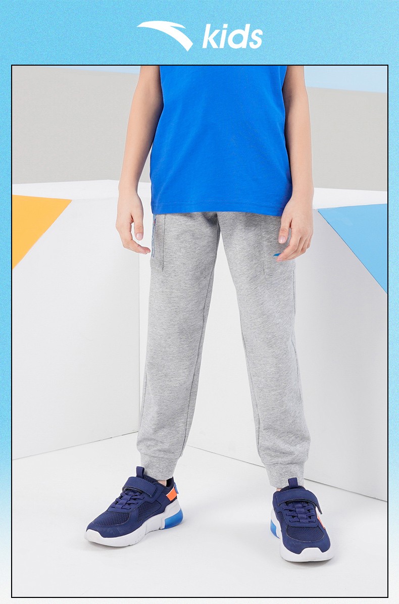 安踏儿童装运动裤官网旗舰男童休闲长裤儿童针织休闲长裤春夏季新款