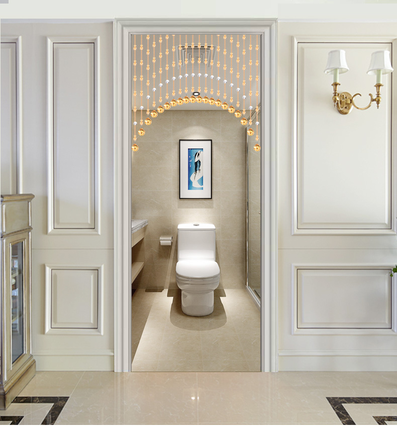 半帘珠帘水晶帘子卫生间卧室客餐厅隔断帘玄关过道免打孔水晶门帘半帘