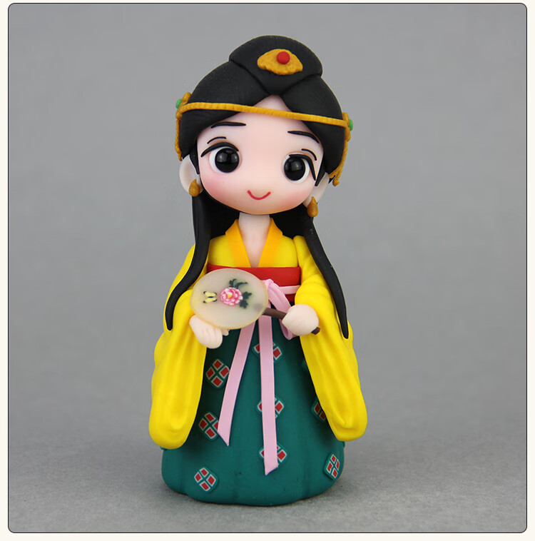 泥人张泥塑 软陶泥人汉服公主手办汉服玩偶玩具泥塑摆件手工diy给女孩