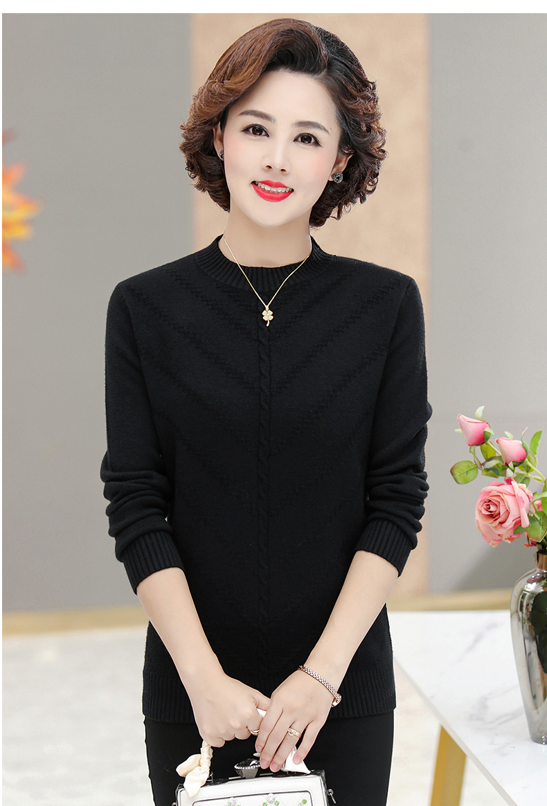 富贵鸟2021年冬季新款针织衫女中老年妈妈装半高领内搭打底衫毛衣上衣