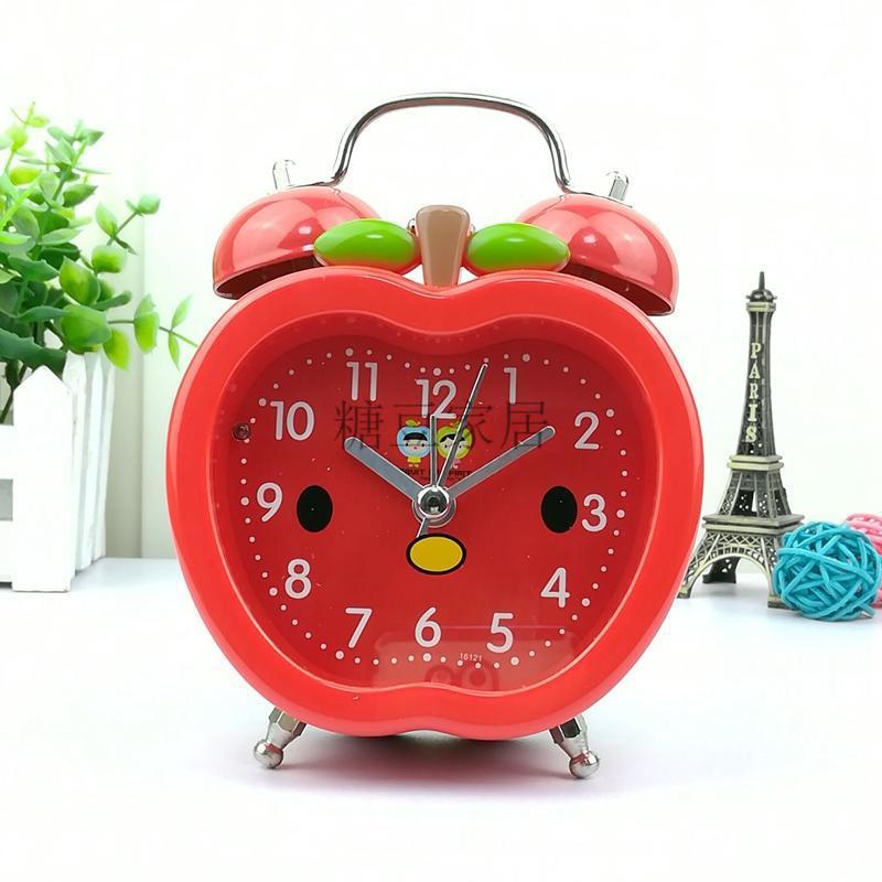 儿童创意红草莓闹钟学生懒人闹钟简约可爱男女孩定时闹钟775苹果黄不
