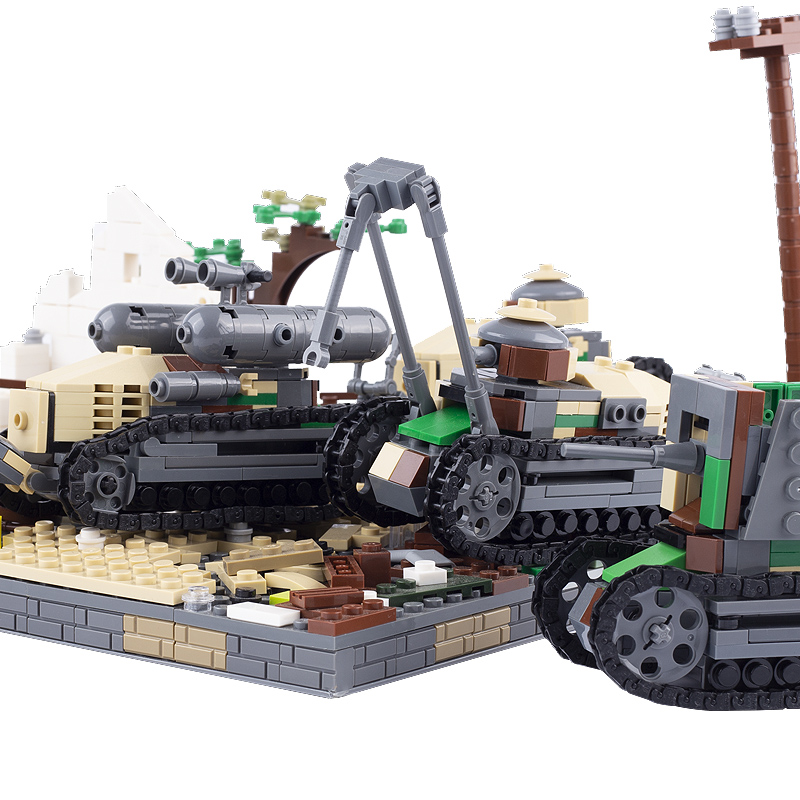 moc一战二战法国雷诺ft17轻型坦克兼容小颗粒创意小颗粒拼插积木 4辆