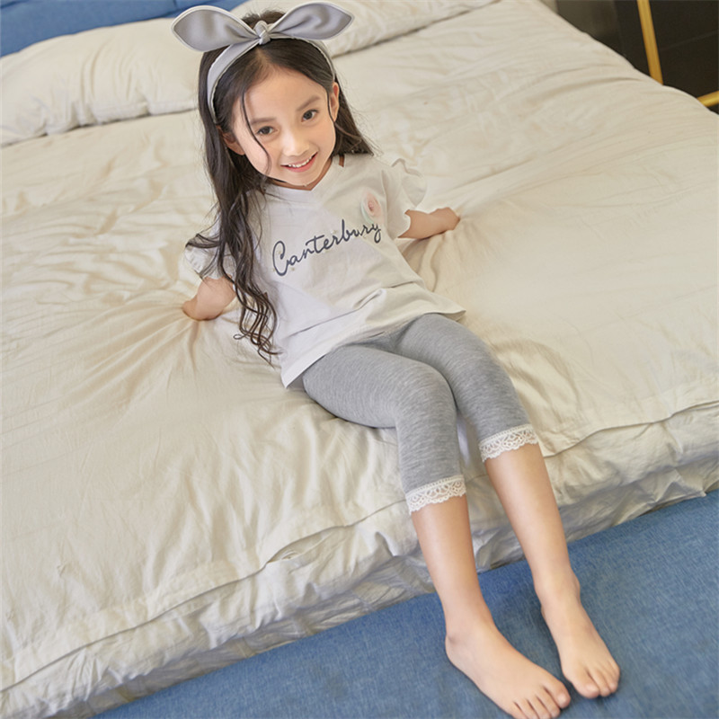 hkxn女童七分裤儿童打底裤女薄款短夏七分女童打底裤薄款夏季七分裤子