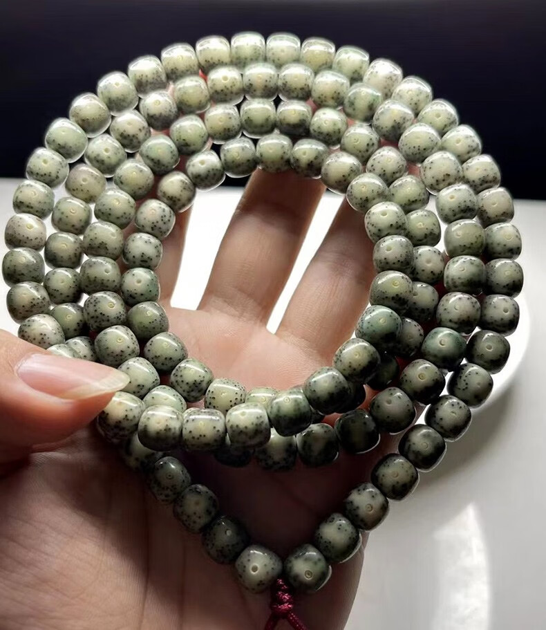微韵石玉料原生态绿幽灵大留白星月菩提108颗正月海南料男女手串毕业