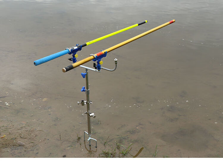 新款多功能鱼杆支架双炮台支架野钓地插万向鱼竿支架双竿支架渔具单个