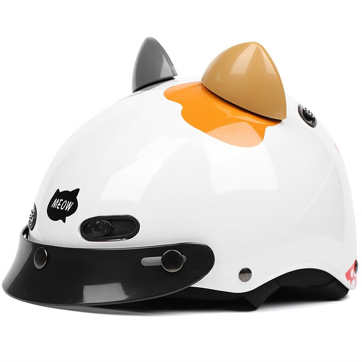 招财招财猫头盔 evo新款招财猫白色哈雷电动摩托车头盔男女安全帽防晒