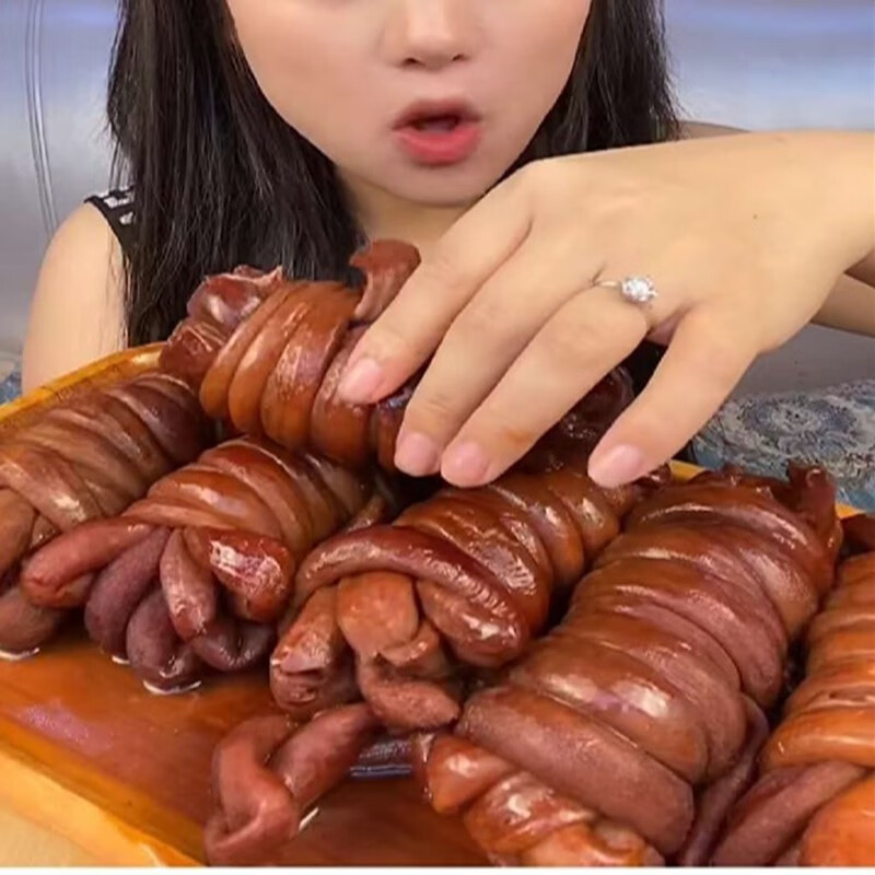 网红卤味捆肠猪套肠熟食250克圈圈肠灌肠羊捆肠 2袋 红色【图片 价格