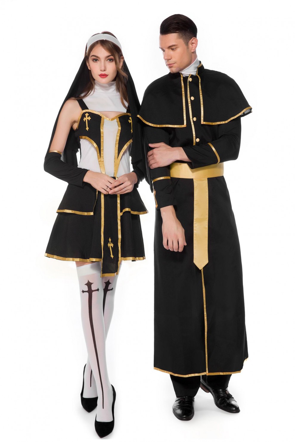 伊必圣修女服神父男女情侣长袍化妆舞会女服饰万圣节服装成人女款l