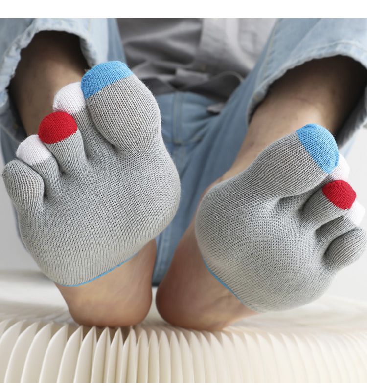 五指袜男夏季五指袜男士棉夏季薄款吸汗隐形分脚趾袜子半掌袜套凉鞋