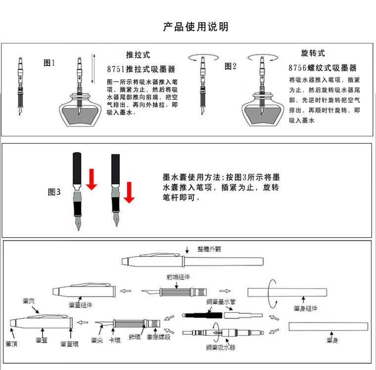 按动圆珠笔组装示意图图片