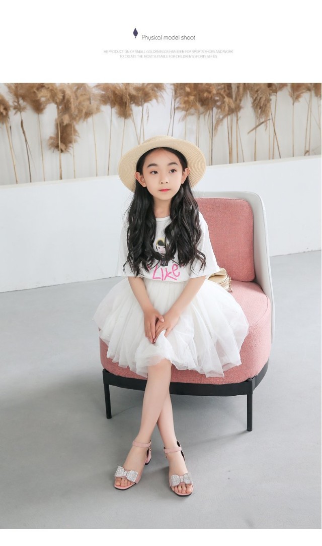 213岁小孩子夏天穿的女童蝴蝶结软底凉鞋2021夏季新款小高跟女孩公主