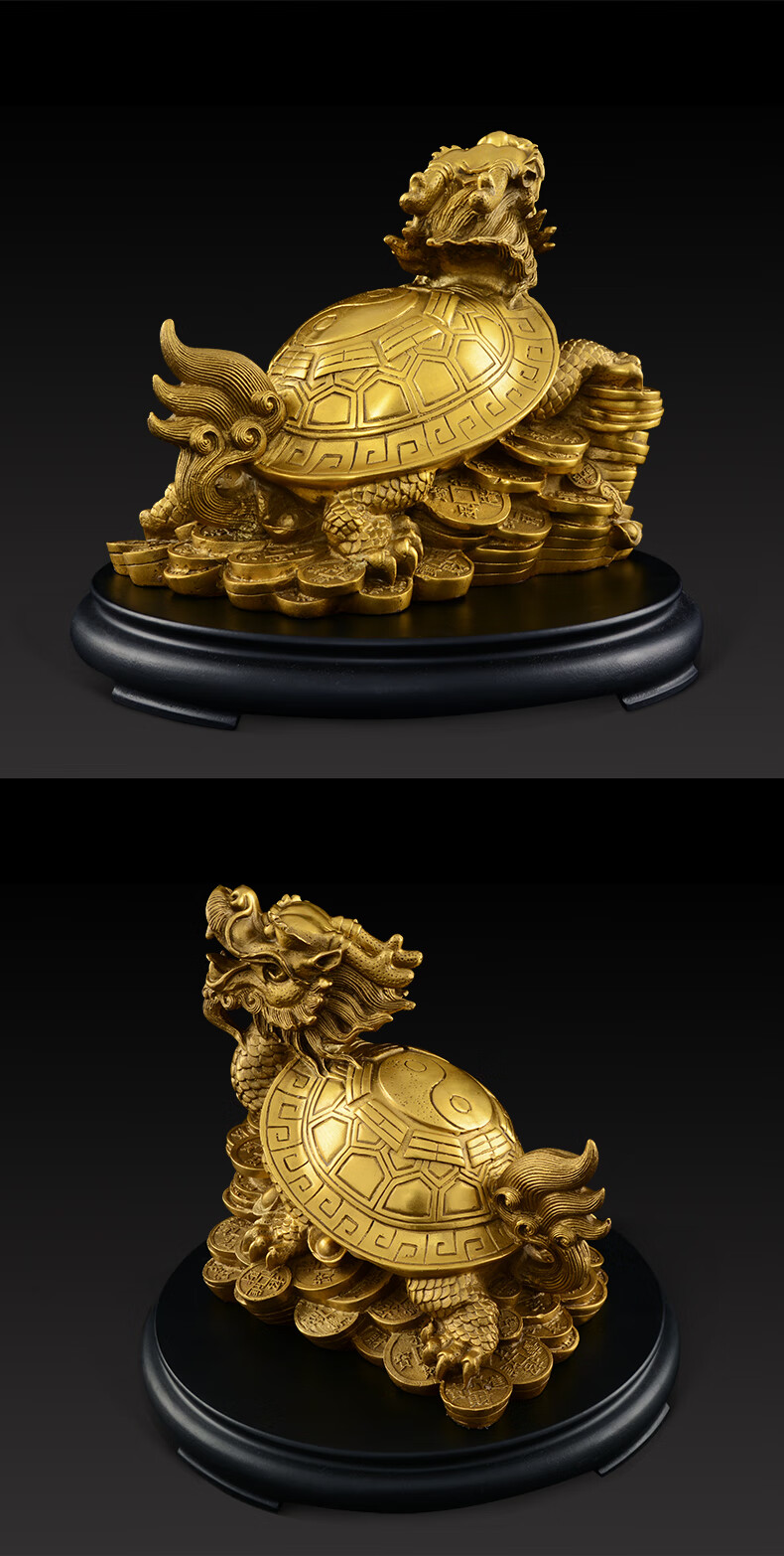 搜可铜龙龟摆件纯铜八卦龟工艺品客厅玄关办公室开业乔迁礼品装饰品