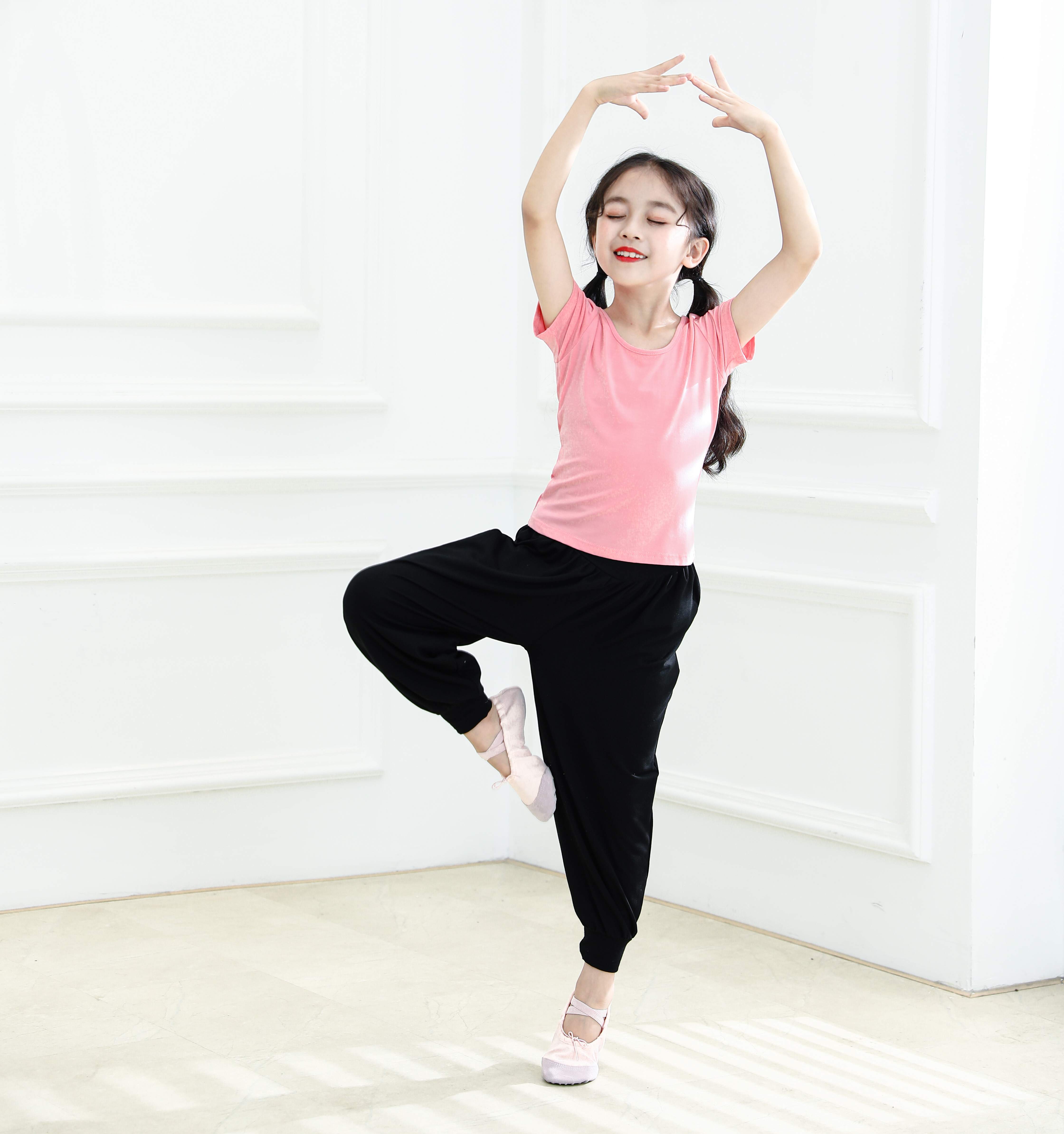 泰瑞格女童男童夏瑜伽服女孩练功服男孩舞蹈套装儿童拉丁舞夏中大童