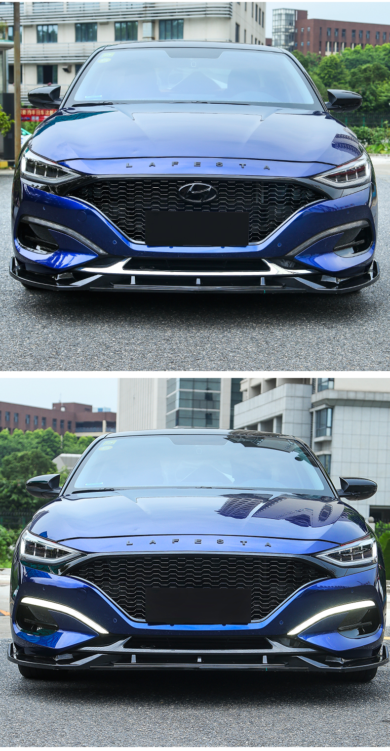 远燕现代菲斯塔中网改装黑色蜂窝前脸格栅外饰 上饰条【碳纤纹】三片