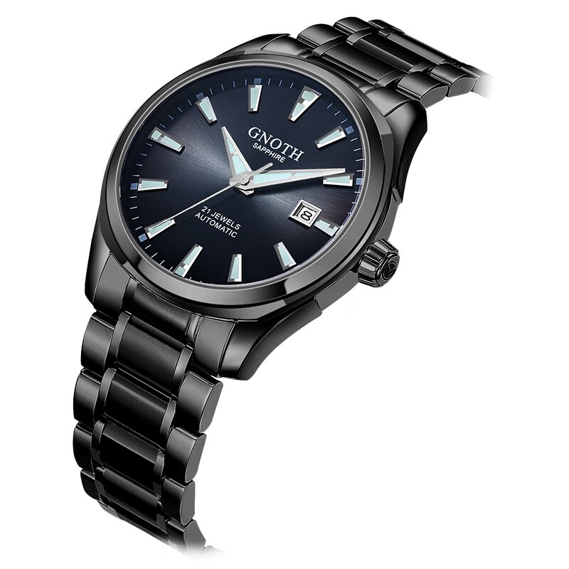格诺(gnoth)手表男士手表自动机械表时尚夜光防水钢带男表 兰面