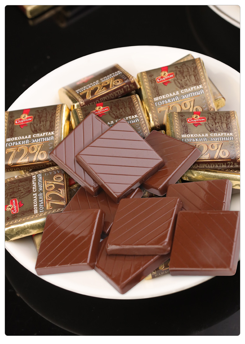 俄罗斯进口黑巧克力袋装纯黑可可脂送礼休闲健身零食品黑巧克力100100