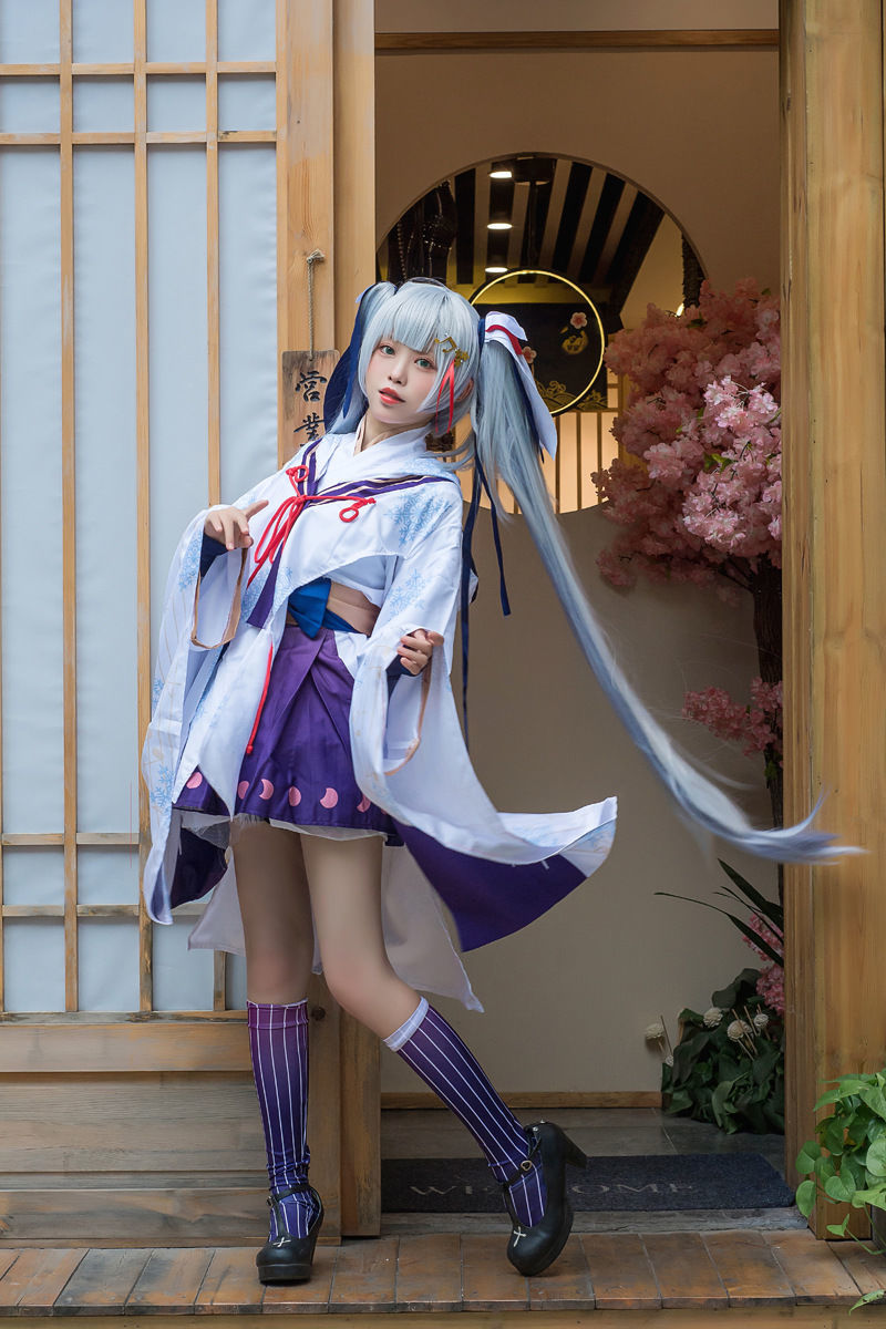 雪初音cos服vocaloid初音未来cosplay和服套装miku雪之巫女假发现