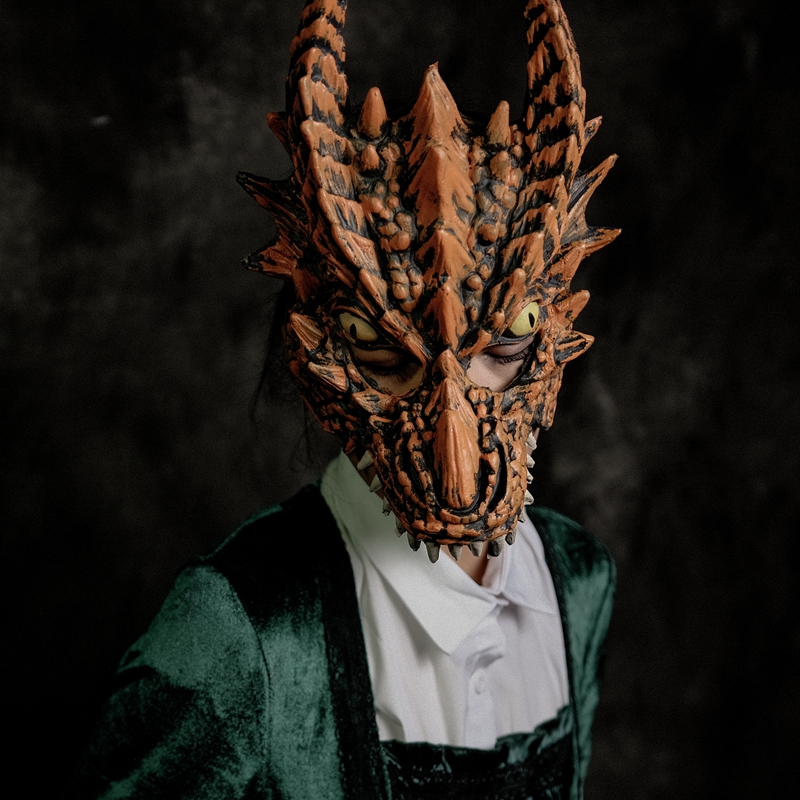 2022恐龙头套 中国龙头面具全脸儿童卡通面罩动漫cos怪兽表演恐龙头套