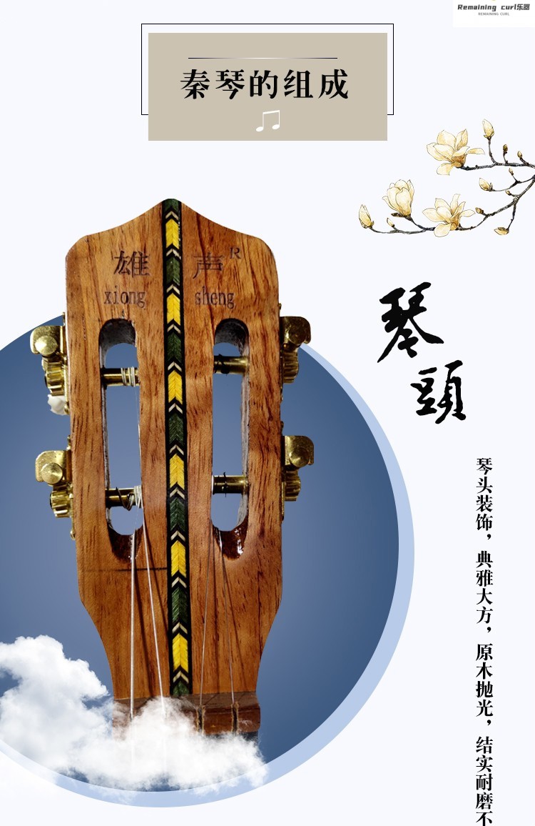 新品红木波秦琴 蟒蛇皮音半音四弦秦琴边助斑卓琴民族弹拨乐器定 四弦