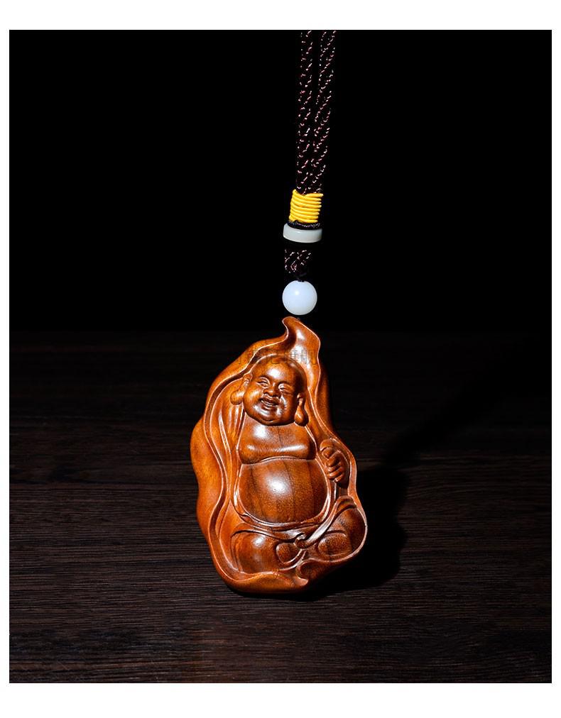 金丝楠木布袋弥勒佛手把件摆件阴沉木手工雕刻把玩件车挂件布袋弥勒