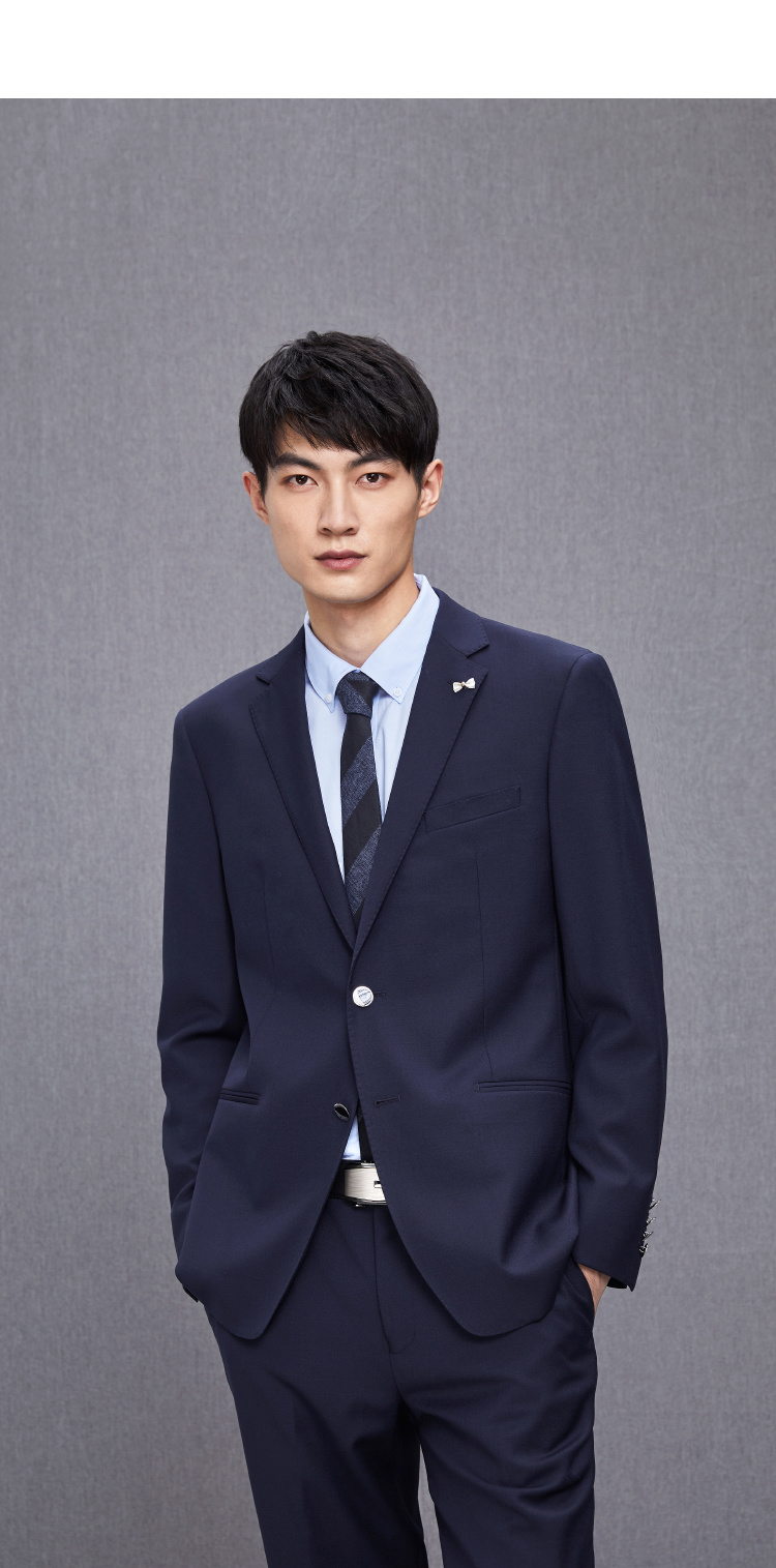 hla海澜之家儒雅绅士有型西服外套简约平驳领西服男htxjd1e002a 藏青