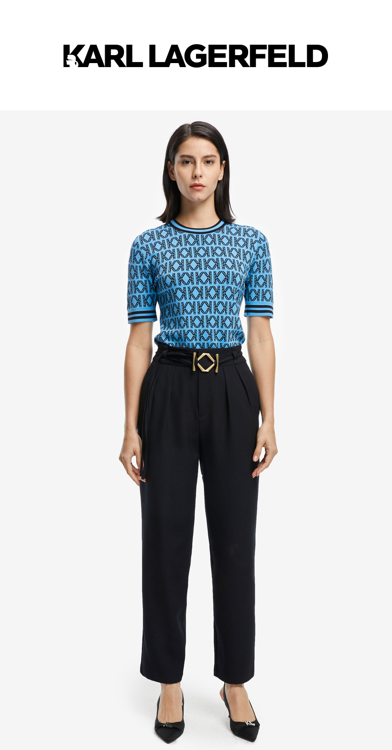 karl lagerfeld卡尔老佛爷女式针织衫-短袖klw21a6148b 蓝黑配色 s