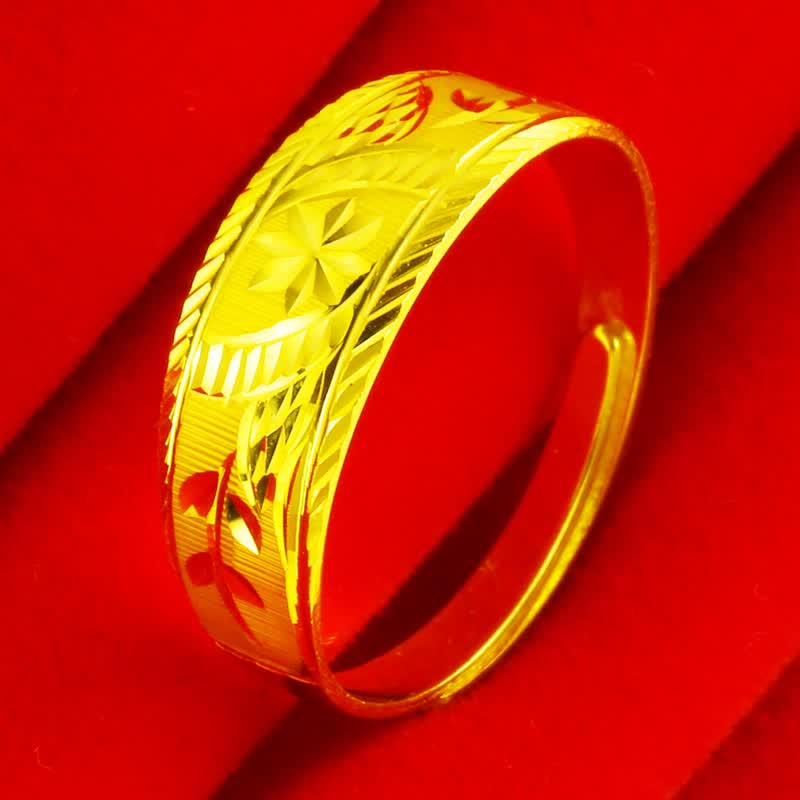 戒子素圈按克活口结婚首饰真金饰品时尚满天星素金首饰送妈妈款老年人