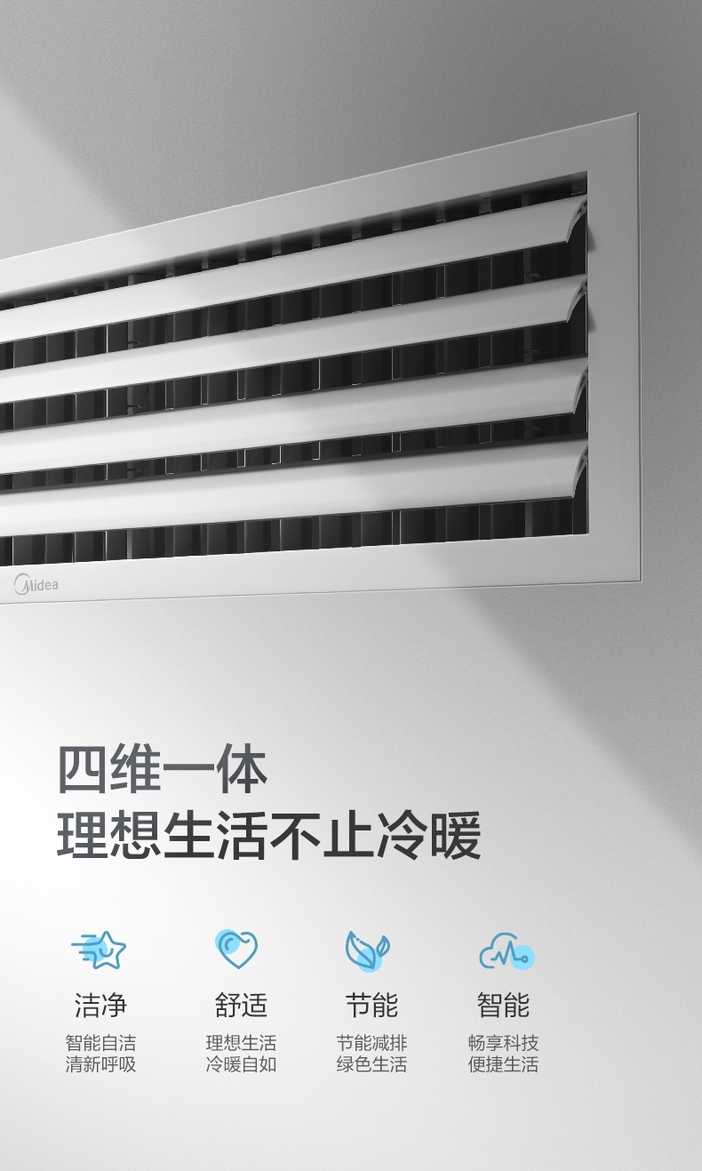 美的midea中央空调理想家二代5匹一拖四全直流变频6p一拖五家电风管小