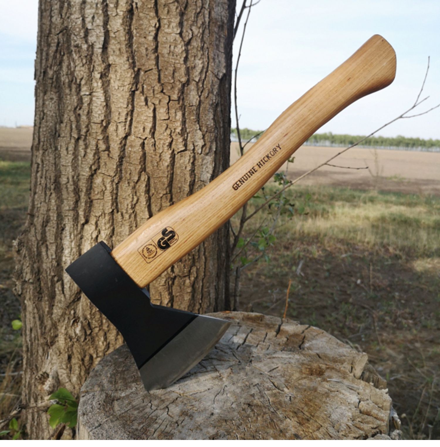 德式手斧斧头野营斧户外斧斧子山胡桃木柄锰钢锻打配斧套黑色德式胡桃