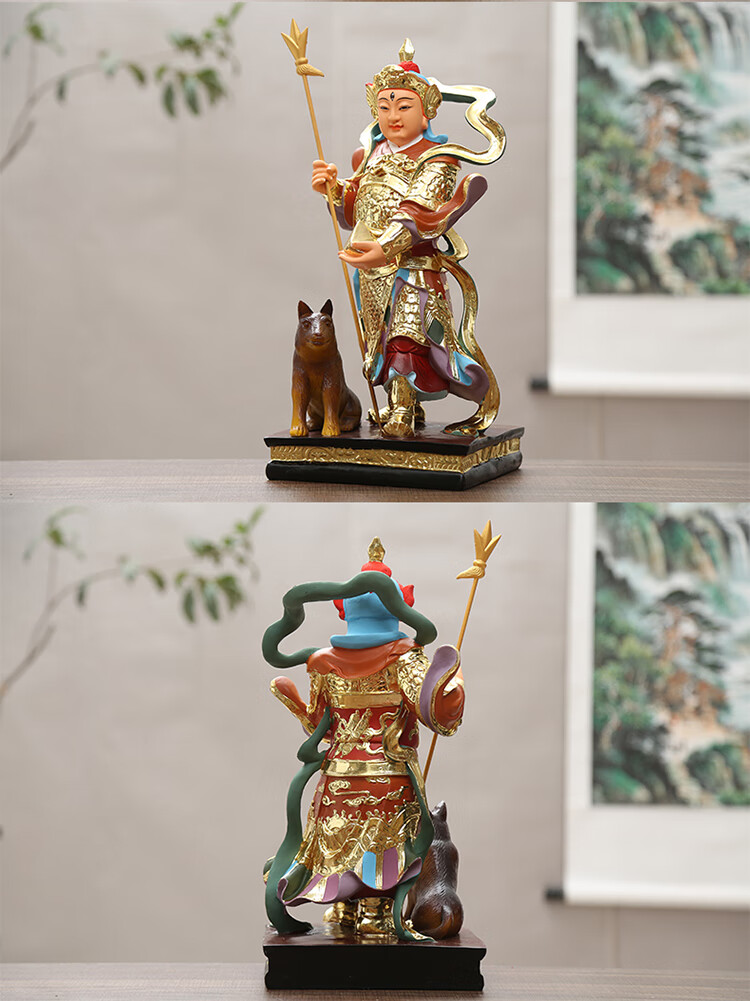 妙弘神像二郎神杨戬神像家用供奉摆件树脂佛像站坐二郎真君哮天犬天神