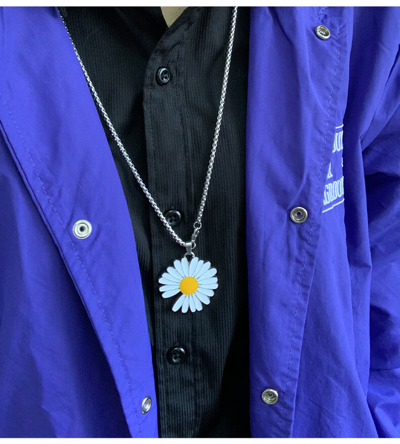 gd权志龙同款小雏菊项链蹦迪嘻哈pmo 男女吊坠学生颈链胸针配饰品 xz