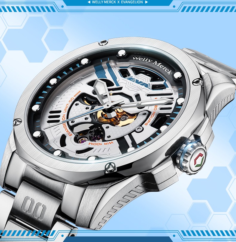 welly merck(威利默克)eva联名手表男 瑞士夜光男士手表时尚百搭机械