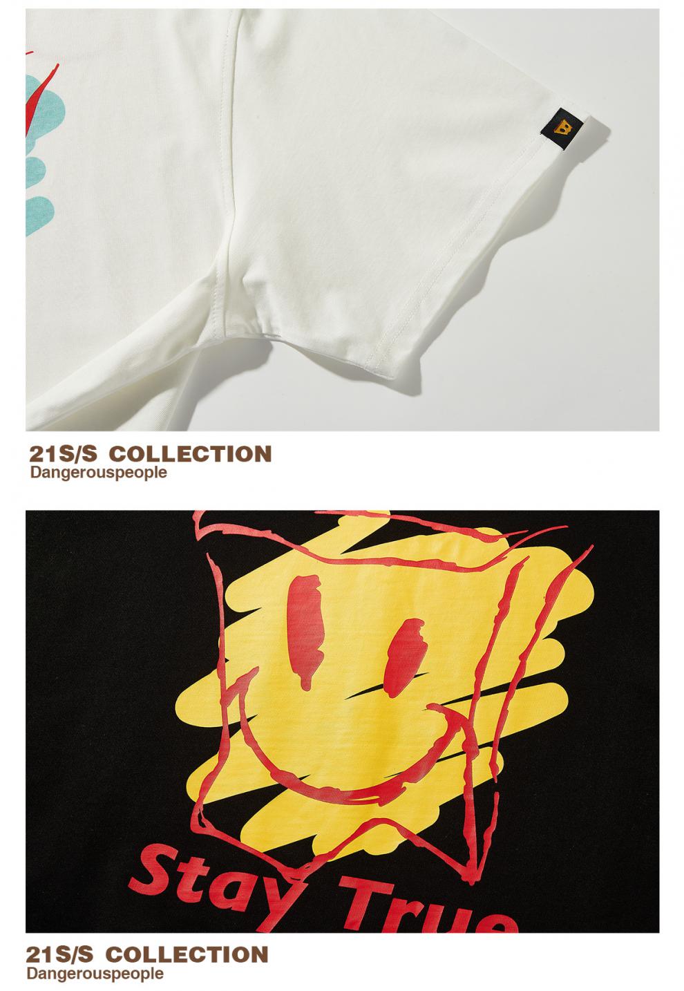 dangerouspeople薛之谦dsp涂鸦笑脸纸袋人短袖t恤男潮流休闲t恤黑色l