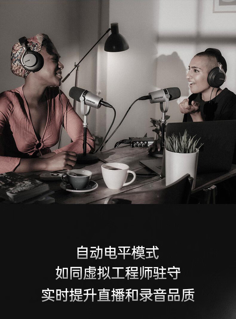 shure 舒尔 mv7 录音麦克风电容动圈k歌直播有声小说配音大振膜主播