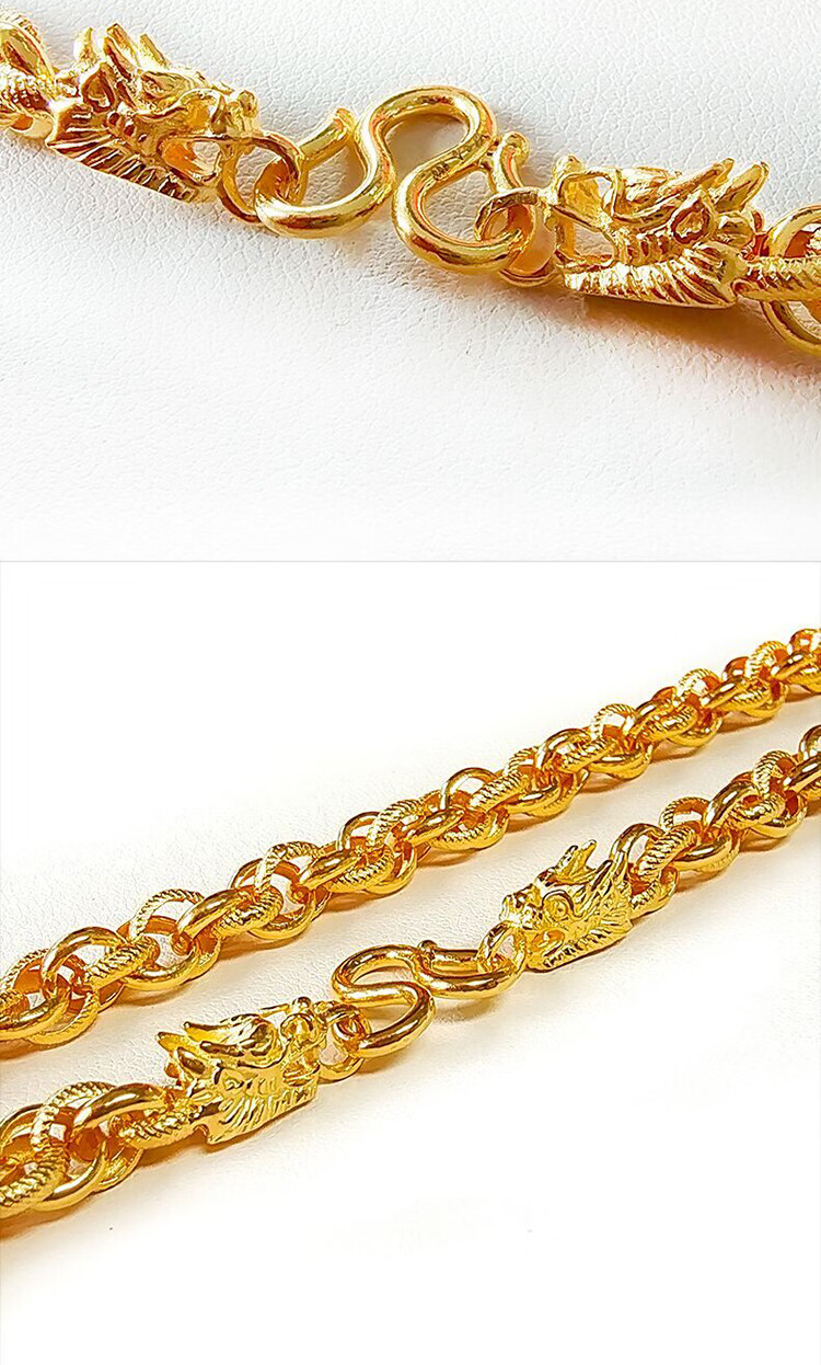 宝祥男士黄金项链 足金999龙头链龙须链 加粗老板金链 大克数男士金