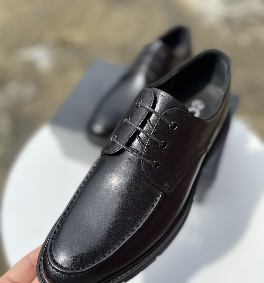 爱步男鞋商务正装皮鞋轻便厚底缓震英伦低帮鞋百搭软底爸爸鞋 浅棕色