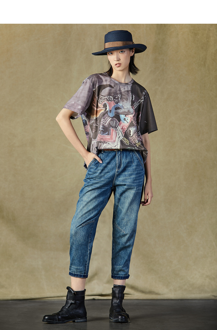 donoratico/达衣岩夏装2021年新款纯棉短袖t恤女宽松短款上衣