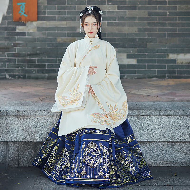 汉服成人女冬季大码马面裙明制日常穿搭新年古装中国风喜庆 红色小_上